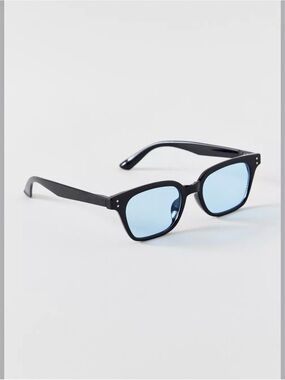Urban Outfitters Felix Classic Black Frame Sunglasses with Light Blue Lenses